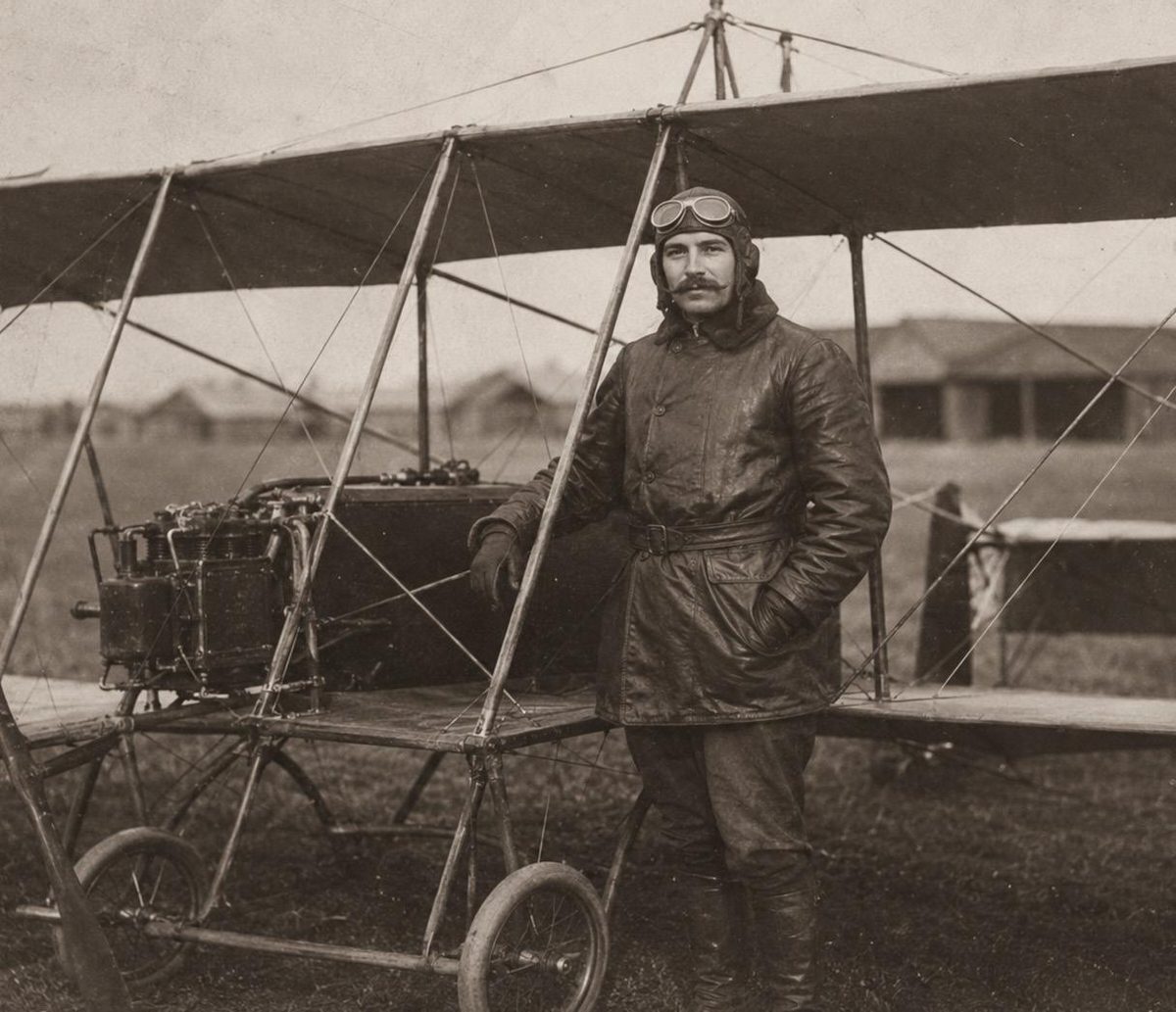 Historische Aufnahme eines Flugpioniers